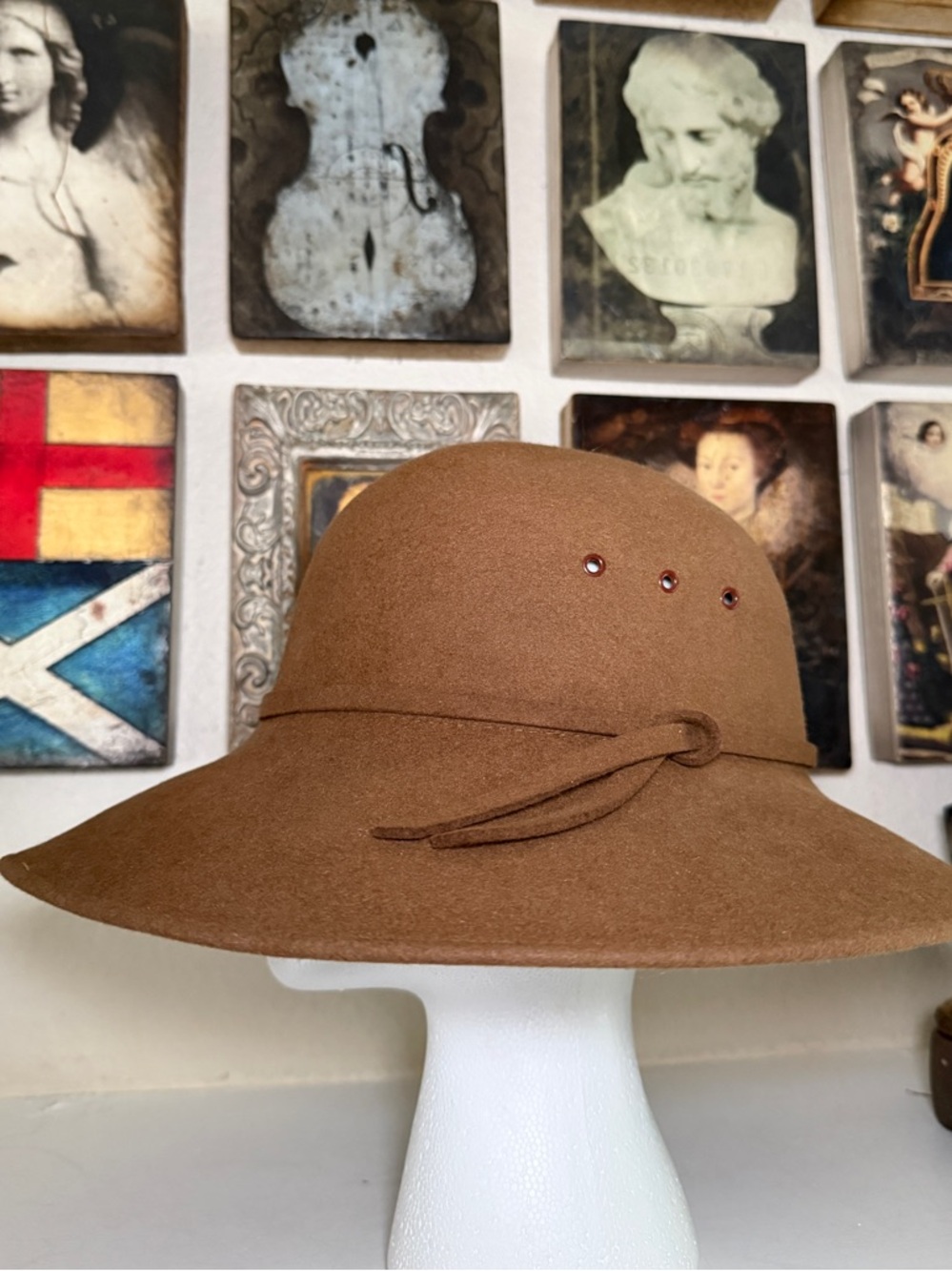 Helen Kaminski Brown Wool Felt Wide‎ Brim Hat